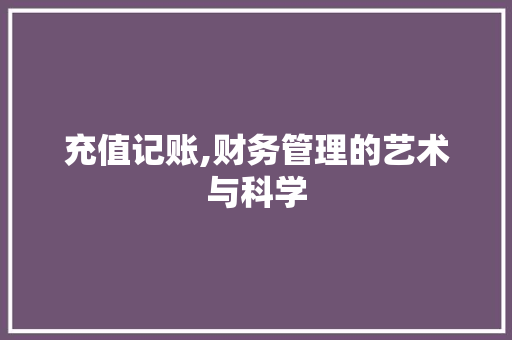充值记账,财务管理的艺术与科学