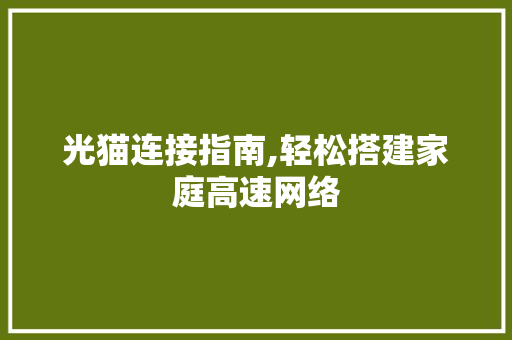 光猫连接指南,轻松搭建家庭高速网络