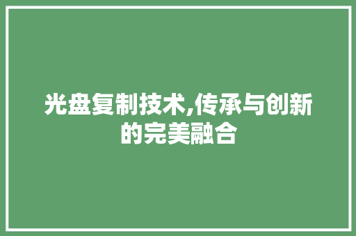 光盘复制技术,传承与创新的完美融合