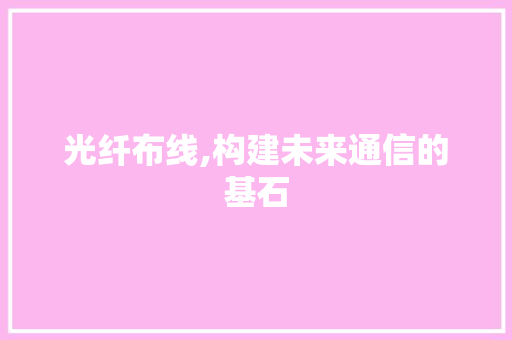 光纤布线,构建未来通信的基石