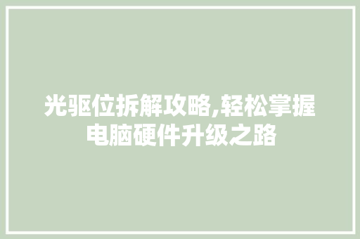 光驱位拆解攻略,轻松掌握电脑硬件升级之路
