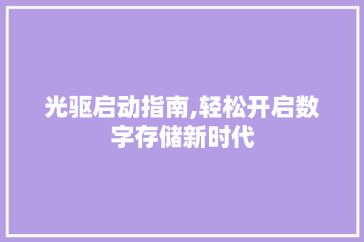 光驱启动指南,轻松开启数字存储新时代