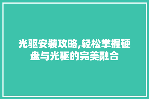 光驱安装攻略,轻松掌握硬盘与光驱的完美融合