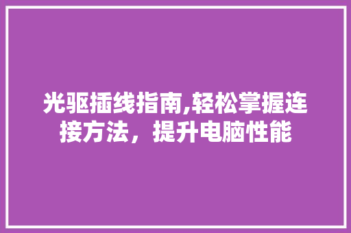 光驱插线指南,轻松掌握连接方法，提升电脑性能