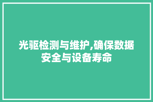 光驱检测与维护,确保数据安全与设备寿命