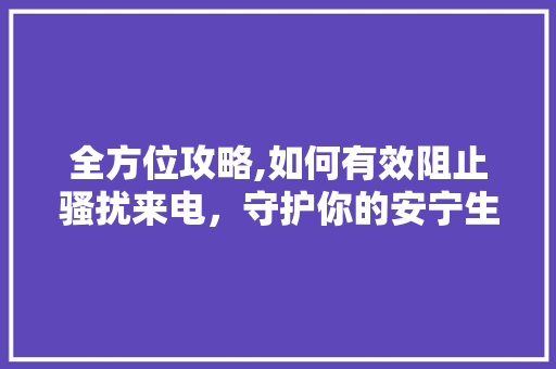 全方位攻略,如何有效阻止骚扰来电，守护你的安宁生活