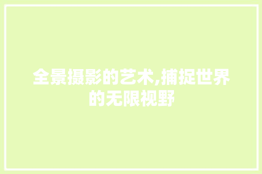 全景摄影的艺术,捕捉世界的无限视野