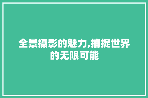 全景摄影的魅力,捕捉世界的无限可能