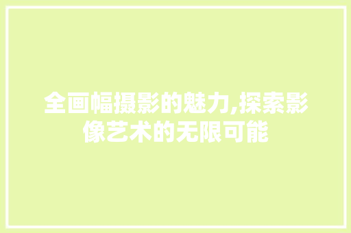 全画幅摄影的魅力,探索影像艺术的无限可能