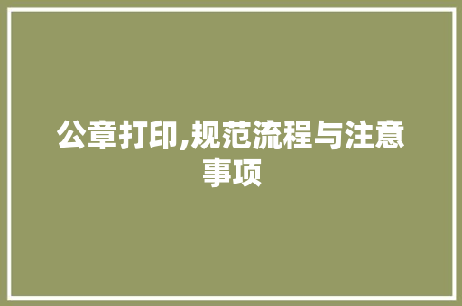 公章打印,规范流程与注意事项