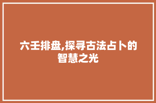 六壬排盘,探寻古法占卜的智慧之光