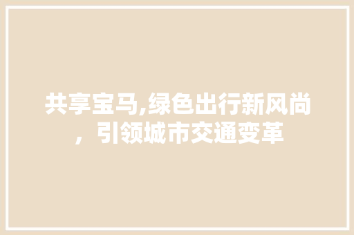 共享宝马,绿色出行新风尚，引领城市交通变革