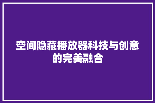 空间隐藏播放器科技与创意的完美融合