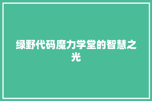 绿野代码魔力学堂的智慧之光