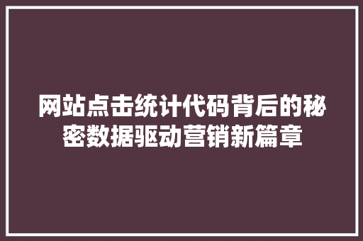 网站点击统计代码背后的秘密数据驱动营销新篇章