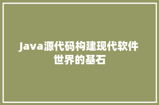 Java源代码构建现代软件世界的基石