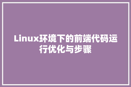 Linux环境下的前端代码运行优化与步骤