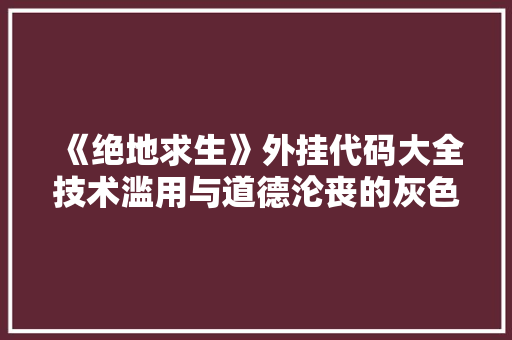 《绝地求生》外挂代码大全技术滥用与道德沦丧的灰色地带