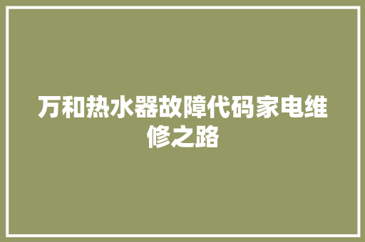 万和热水器故障代码家电维修之路