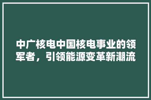 中广核电中国核电事业的领军者，引领能源变革新潮流