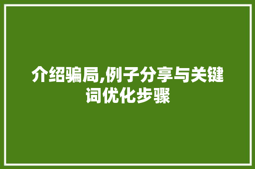 介绍骗局,例子分享与关键词优化步骤