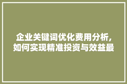 企业关键词优化费用分析,如何实现精准投资与效益最大化