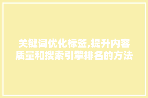 关键词优化标签,提升内容质量和搜索引擎排名的方法