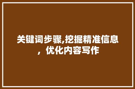 关键词步骤,挖掘精准信息，优化内容写作