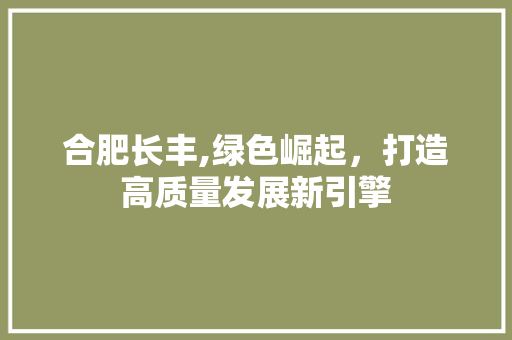 合肥长丰,绿色崛起，打造高质量发展新引擎