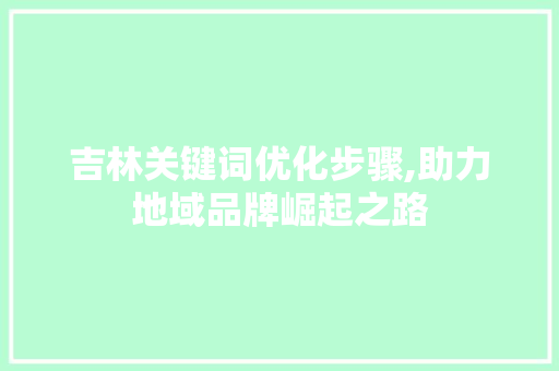 吉林关键词优化步骤,助力地域品牌崛起之路