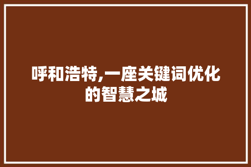 呼和浩特,一座关键词优化的智慧之城