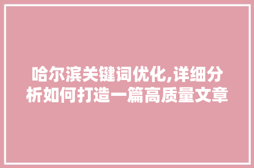 哈尔滨关键词优化,详细分析如何打造一篇高质量文章