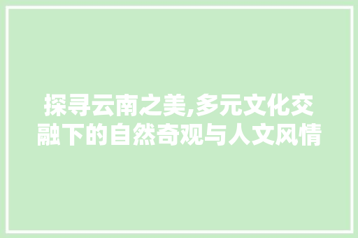 探寻云南之美,多元文化交融下的自然奇观与人文风情