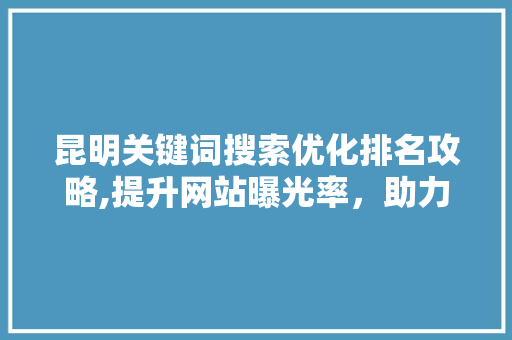 昆明关键词搜索优化排名攻略,提升网站曝光率，助力企业腾飞