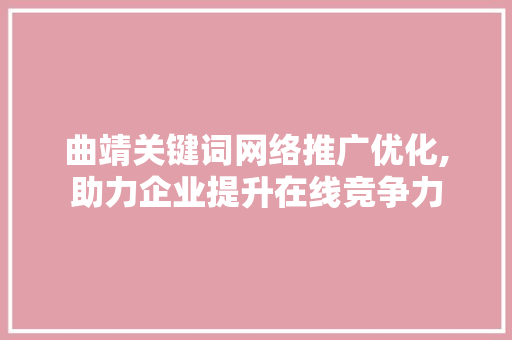 曲靖关键词网络推广优化,助力企业提升在线竞争力