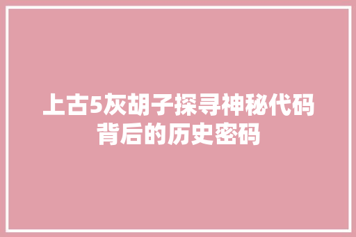 上古5灰胡子探寻神秘代码背后的历史密码