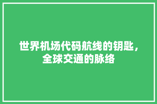 世界机场代码航线的钥匙，全球交通的脉络