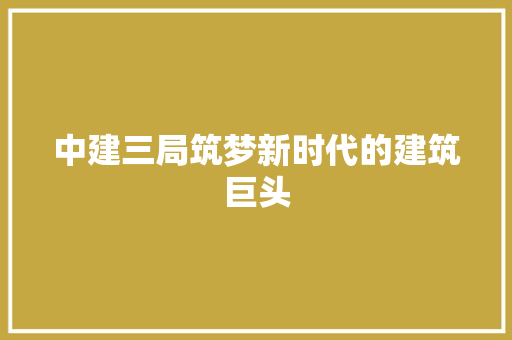 中建三局筑梦新时代的建筑巨头