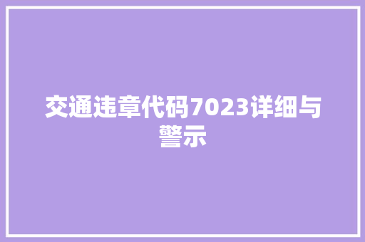交通违章代码7023详细与警示