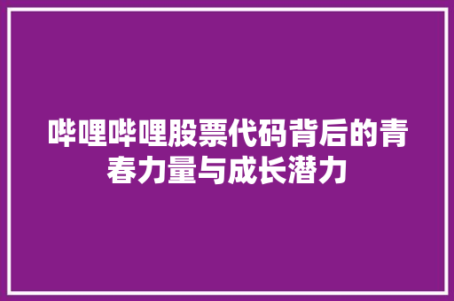 哔哩哔哩股票代码背后的青春力量与成长潜力