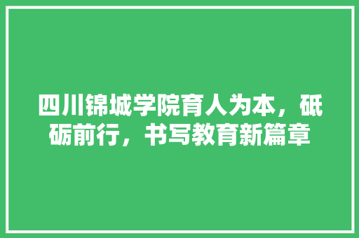 四川锦城学院育人为本，砥砺前行，书写教育新篇章