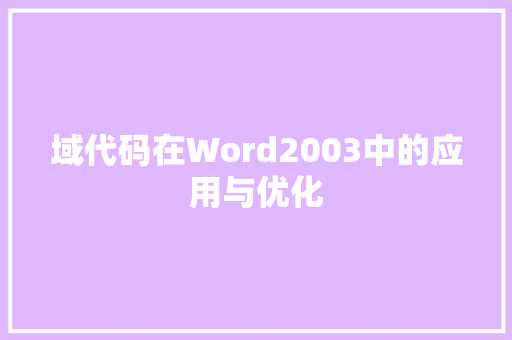 域代码在Word2003中的应用与优化