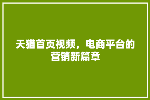天猫首页视频，电商平台的营销新篇章