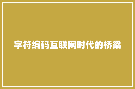 字符编码互联网时代的桥梁