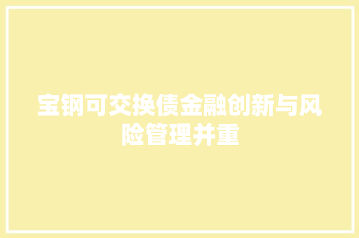 宝钢可交换债金融创新与风险管理并重