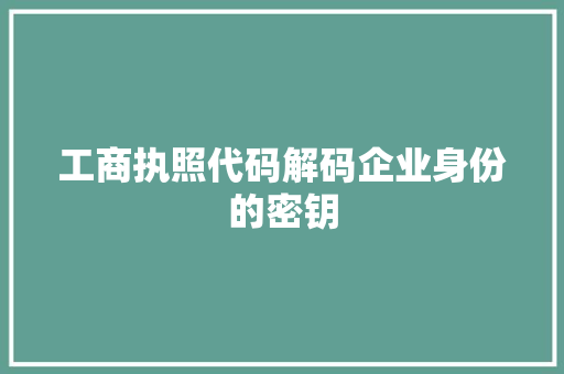 工商执照代码解码企业身份的密钥