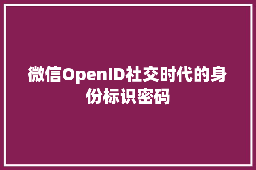 微信OpenID社交时代的身份标识密码