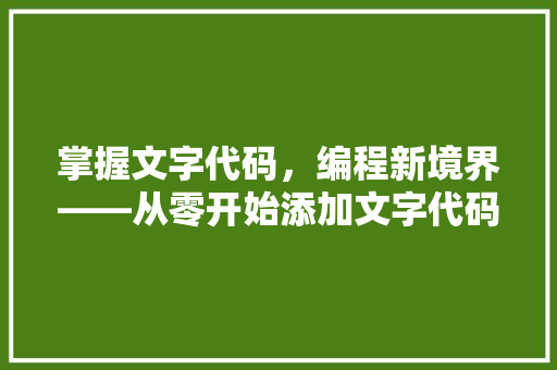 掌握文字代码，编程新境界——从零开始添加文字代码的教程