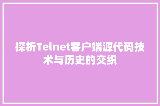 探析Telnet客户端源代码技术与历史的交织