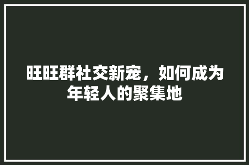 旺旺群社交新宠，如何成为年轻人的聚集地